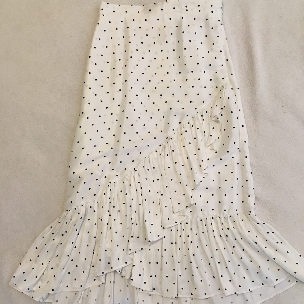 H&M Polka Dot Ruffle Wrap Midi Skirt